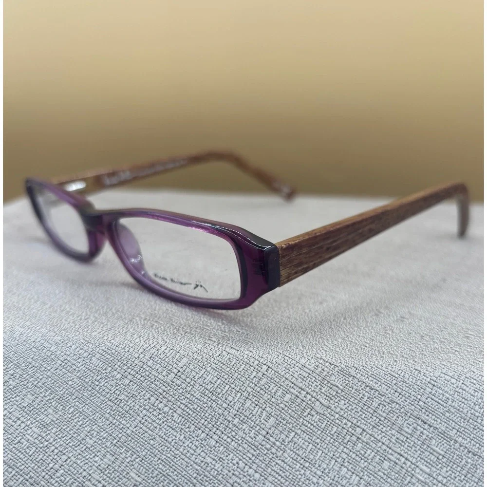 Nicole Miller Ooh La La Grape Purple Rectangular Eyeglass Frames Faux Wood 49-18